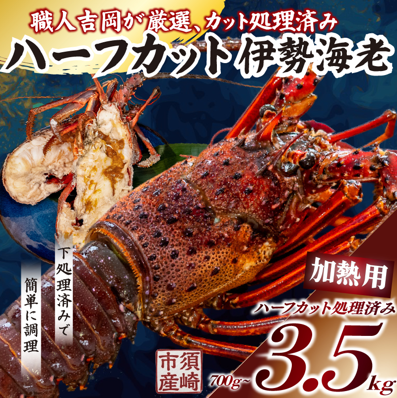 ハーフカット 伊勢海老 加熱用 1匹 700g~3.5kg 半割り エビ いせえび 人気伊勢海老 テルミドール グラタン 鬼殻焼き 伊勢海老汁 焼き物 鍋 BBQ 海鮮 魚介 おつまみ 国産 伊勢海老国産 人